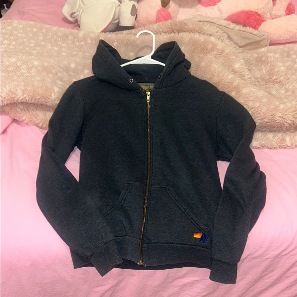 Aviator Nation Charcoal Hoodie with Vibrant Accent